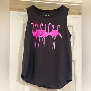Chaser Girls black tank with pink flamingos size 8